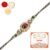 Ghasitaram Gifts Rakhi for Brother Rakhis Online J-33024 Oval Jewel Rakhi with 200 GMS of Kaju katli