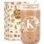 Ini-tial Glass Cup – Gifts for Women – 16 Oz Glass Cups W/Lids Straws, Glass Tumbler Monogrammed Gifts, Iced Coffee Cups – Personalized Customized Cute Gifts Mothers Day, Birthday Gifts for Her Mom, K